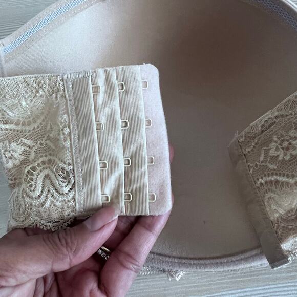 Full Coverage Cream Underwired Strapless Women's Lace Bra Size 38G - Picture 8 of 8